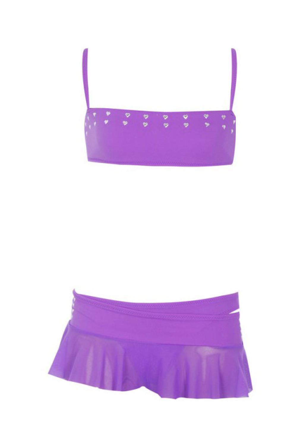 Детский фиолетовый купальник раздельный с верхом типа бандо